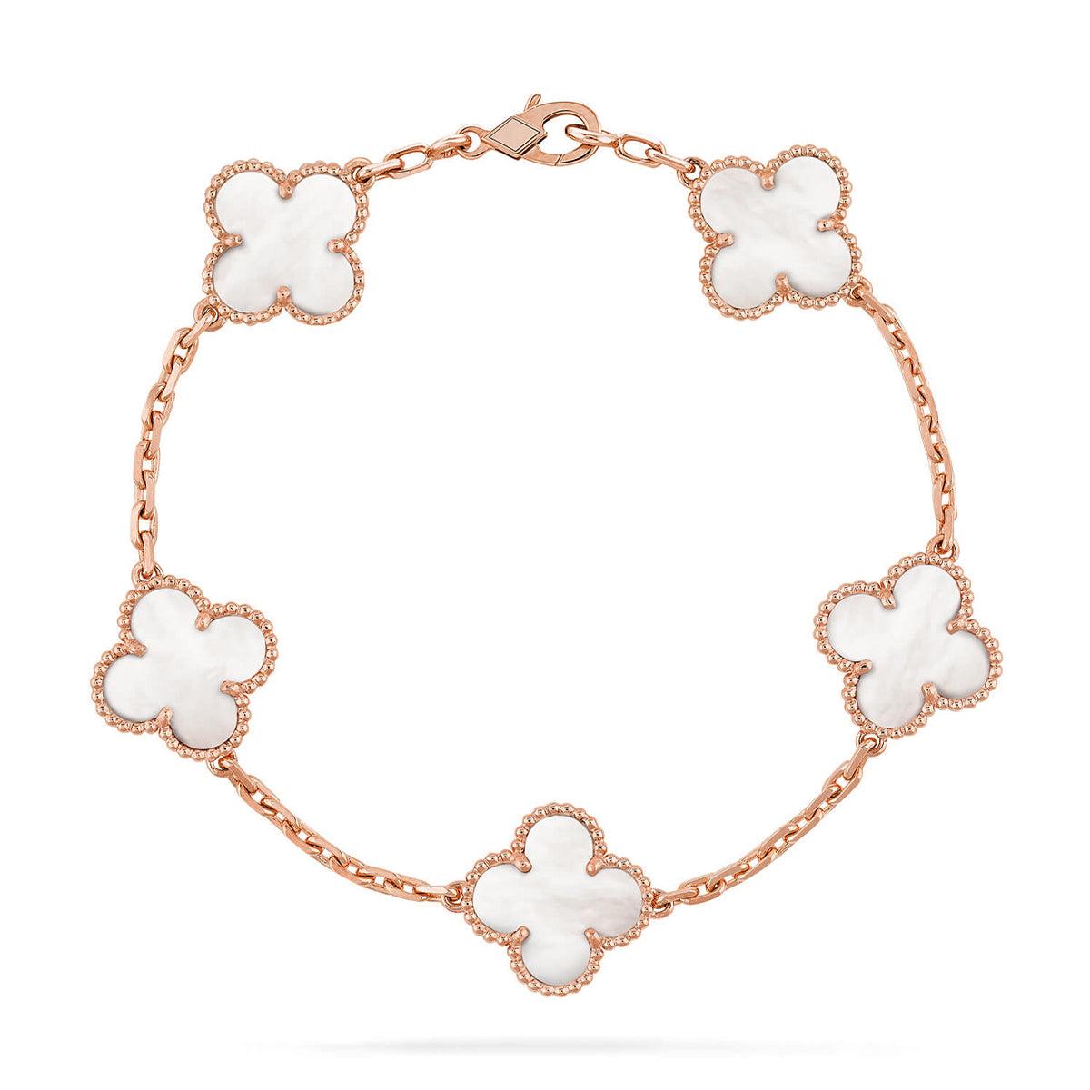 [MIRA]New CLOVER WHITE PEARL MOP 5 MOTIF BRACELET COLLECTION