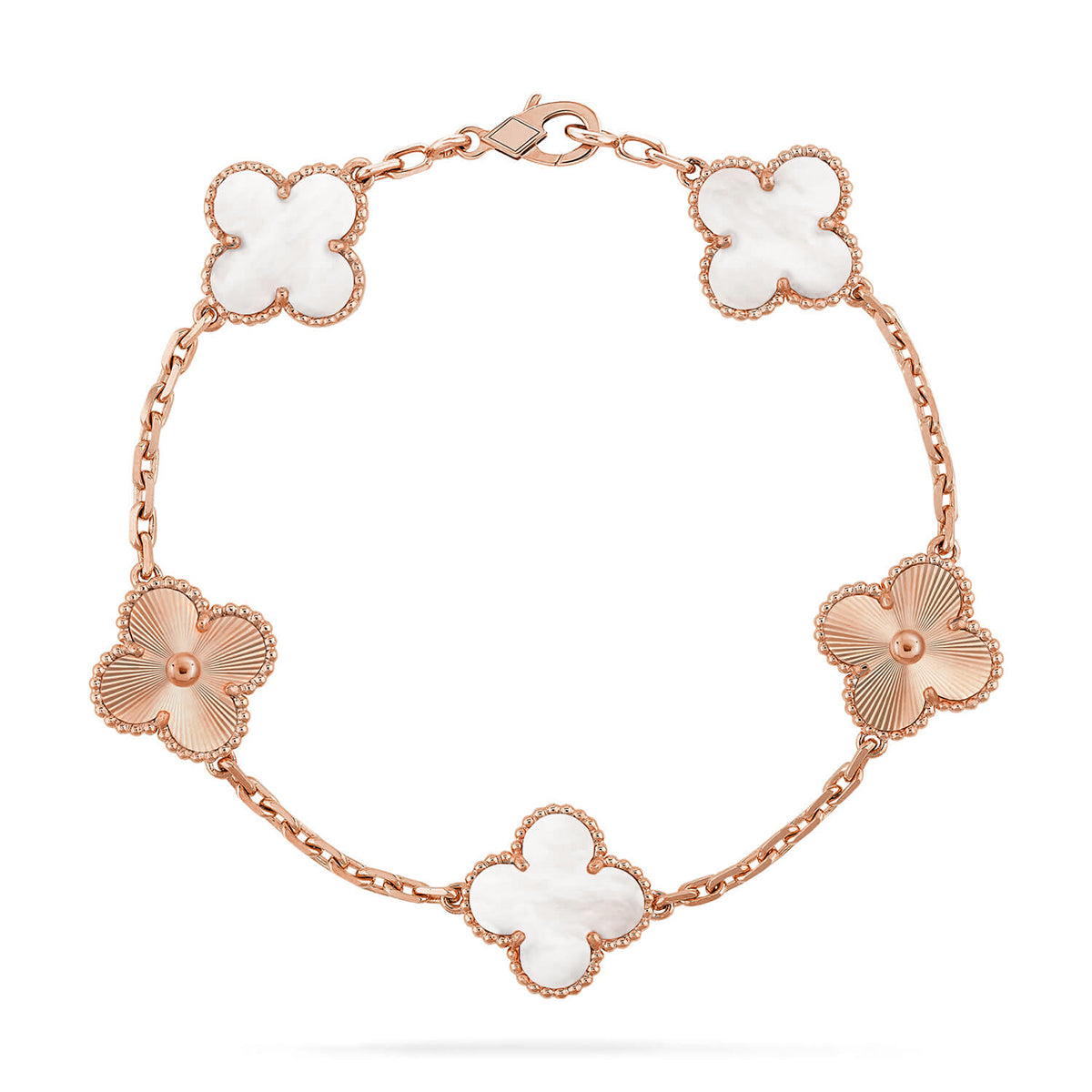 [MIRA]New CLOVER WHITE PEARL MOP 5 MOTIF BRACELET COLLECTION