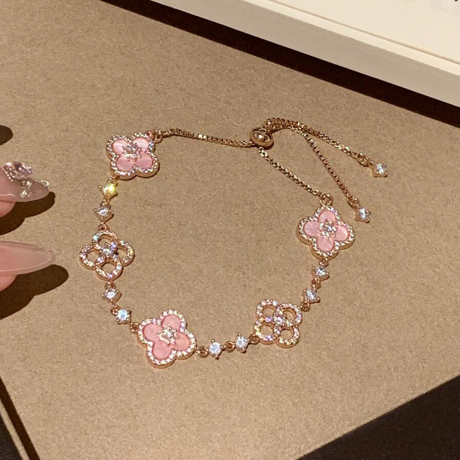 ??MIRA?¡¥CLOVER 5 MOTIF PINK BLUE RED WHITE BRACELET