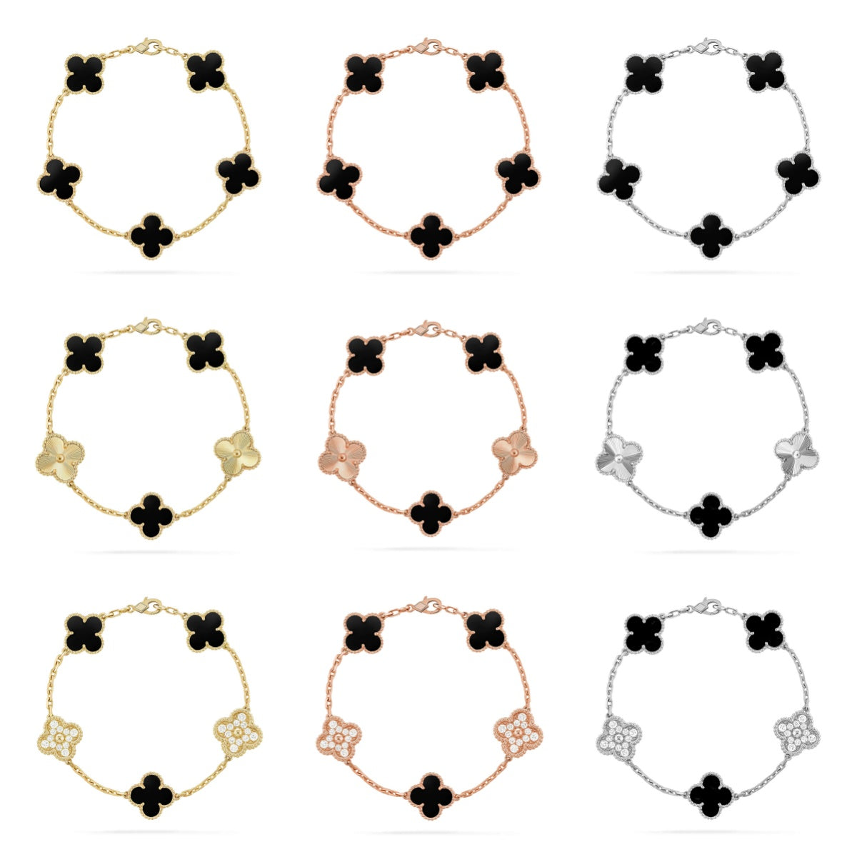 [MIRA]New CLOVER 5 MOTIF ONYXS BRACELET COLLECTION
