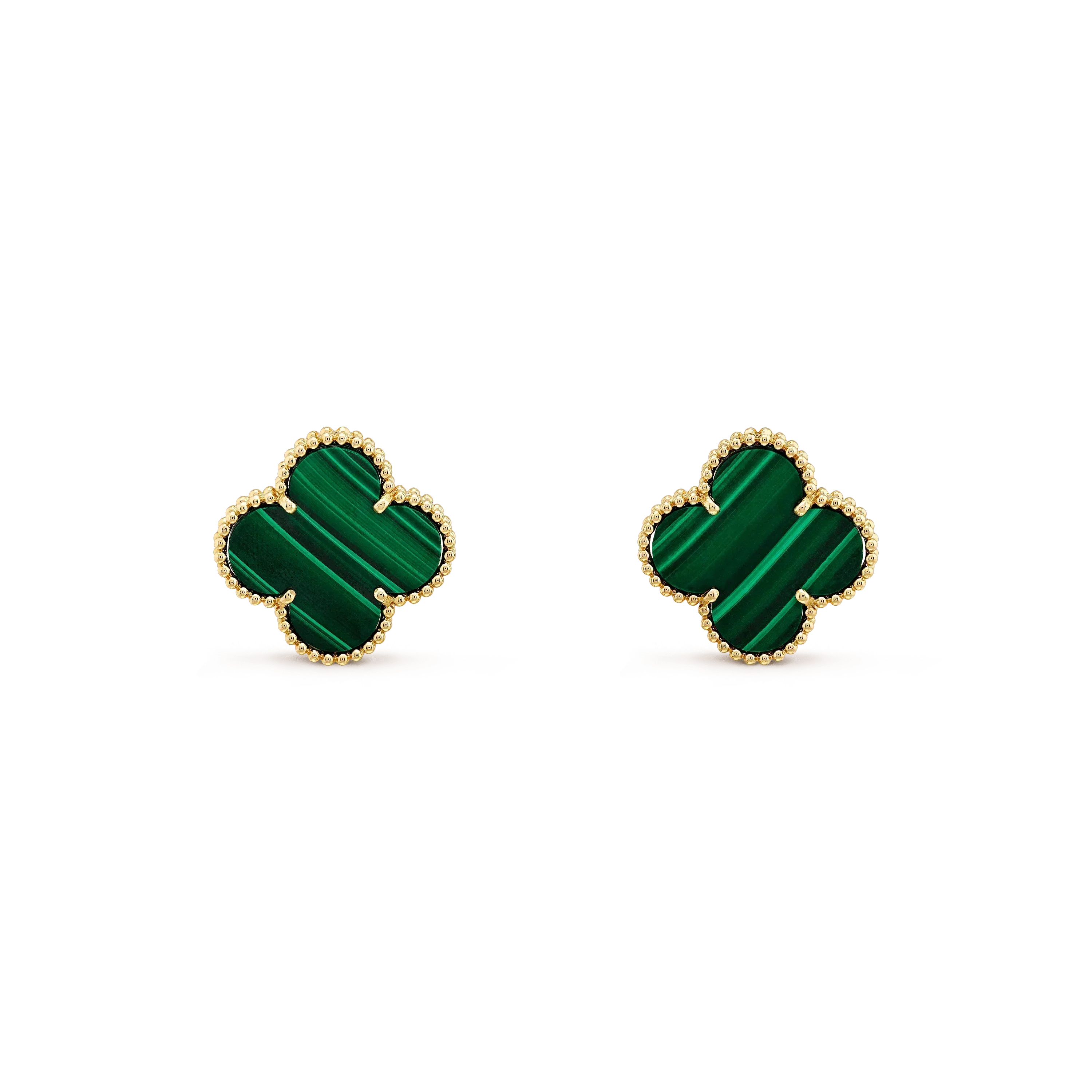 ??MIRA?¡¥CLOVER MINI 9.5MM MALACHITE  EARRINGS