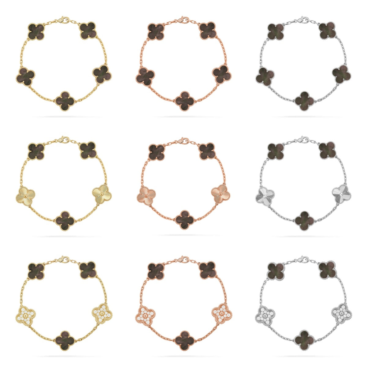 [MIRA]New CLOVER 5 MOTIF GRAY MOP BRACELET COLLECTION