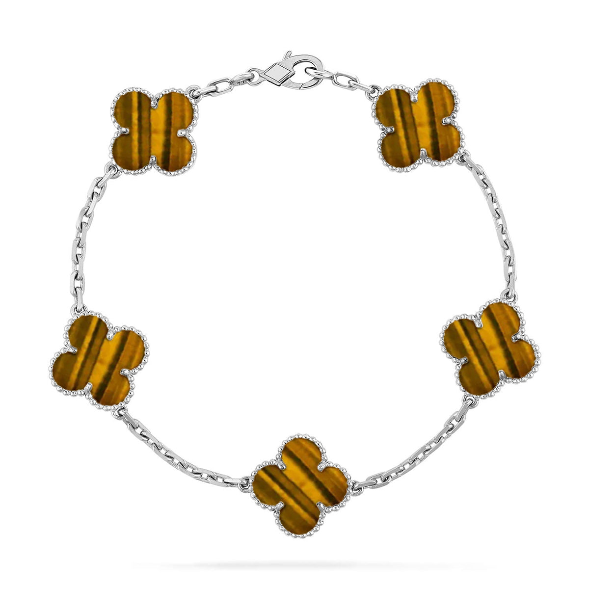 [MIRA]New  CLOVER 5 MOTIFS TIGER EYE BRACELET COLLECTION