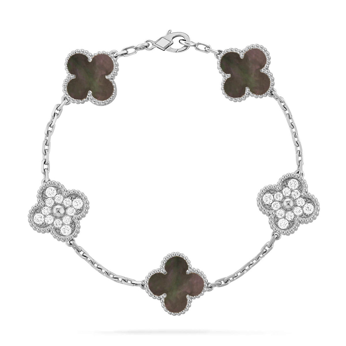 [MIRA]New CLOVER 5 MOTIF GRAY MOP BRACELET COLLECTION
