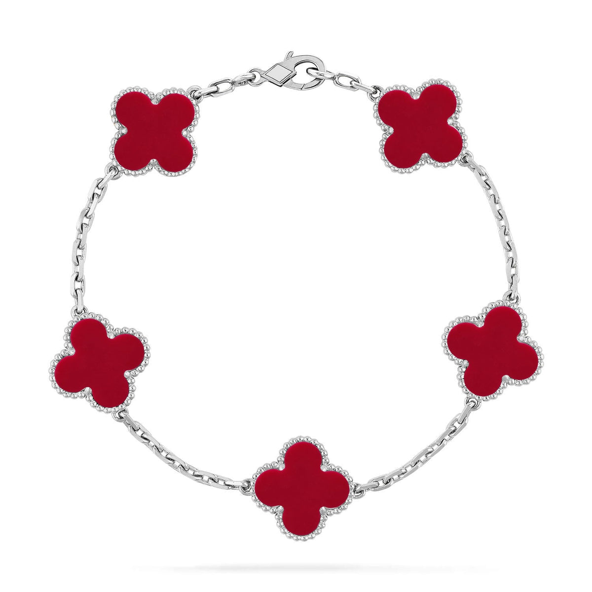 [MIRA]New  CLOVER 5 MOTIF RED CORNELIAN BRACELET COLLECTION