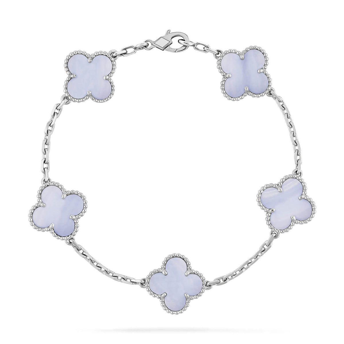 [MIRA]New  CLOVER 5 MOTIF PURPLE CHALCEDONY BRACELET COLLECTION