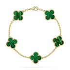 [MIRA]New  CLOVER 5 MOTIF MALACHITE BRACELET COLLECTION
