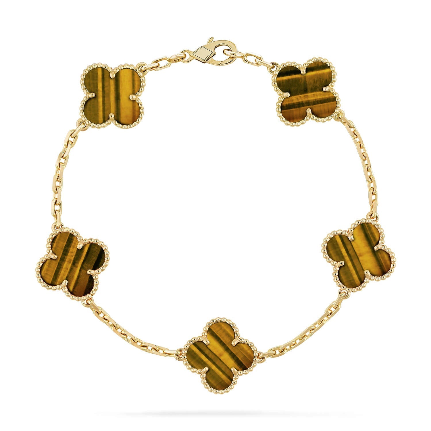 [MIRA]New  CLOVER 5 MOTIFS TIGER EYE BRACELET COLLECTION
