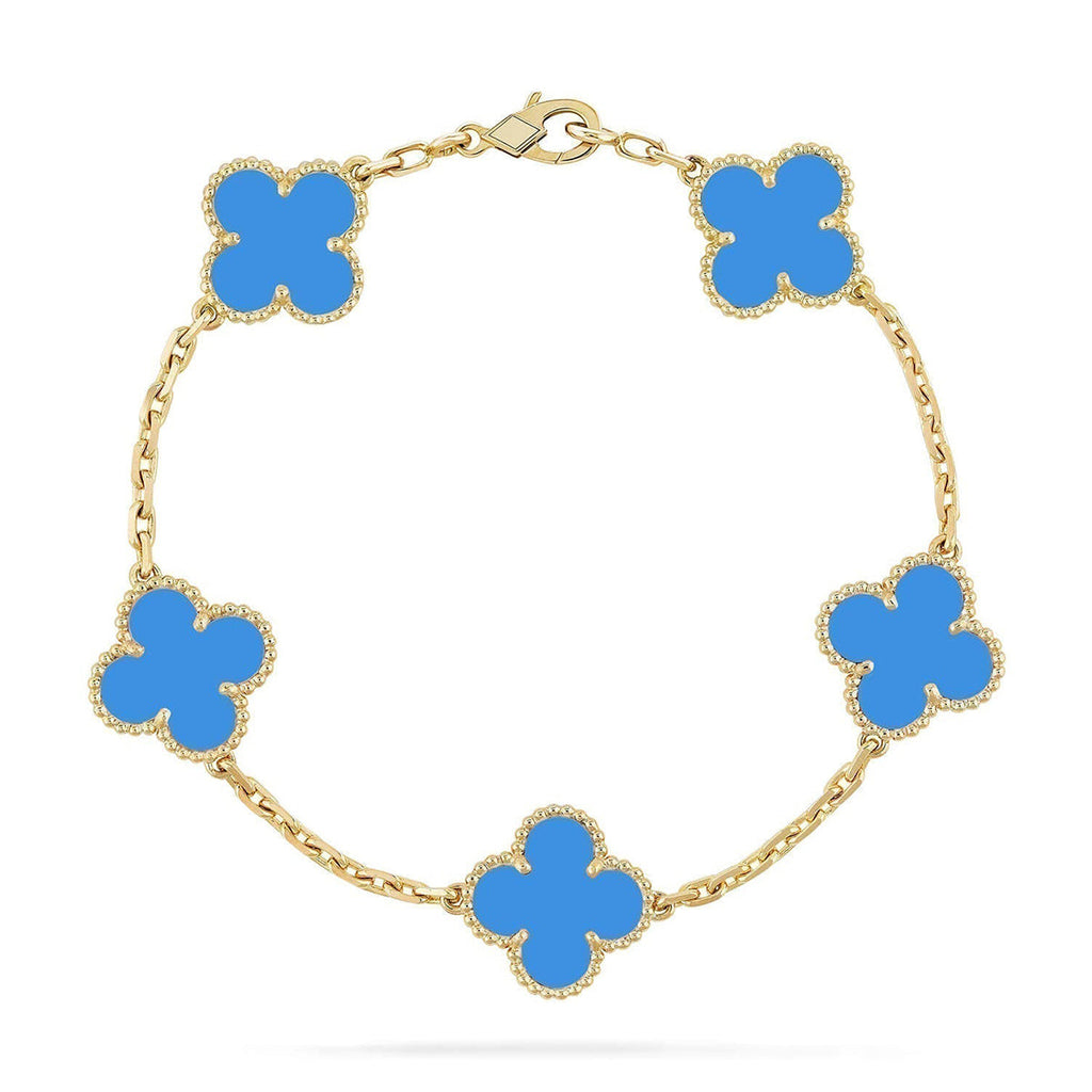[MIRA]New CLOVER 5 MOTIF BLUE AGATE BRACELET COLLECTION