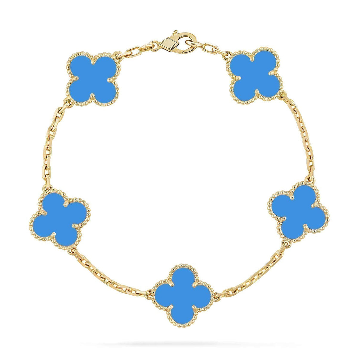 [MIRA]New CLOVER 5 MOTIF BLUE AGATE BRACELET COLLECTION