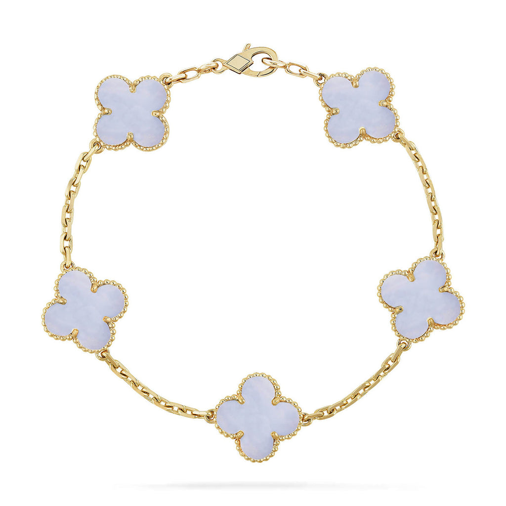 [MIRA]New  CLOVER 5 MOTIF PURPLE CHALCEDONY BRACELET COLLECTION