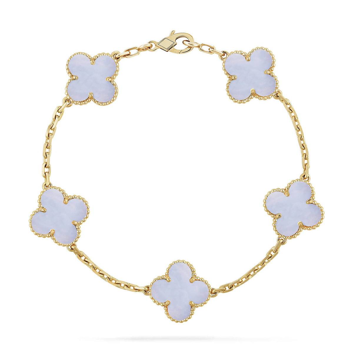 [MIRA]New  CLOVER 5 MOTIF PURPLE CHALCEDONY BRACELET COLLECTION