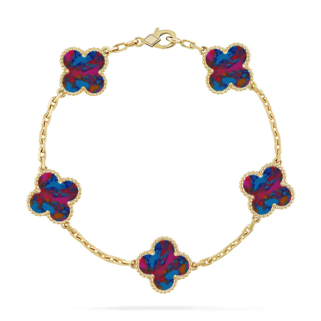 [MIRA]New CLOVER 5 MOTIF COLOR GEMSTONES BRACELET COLLECTION