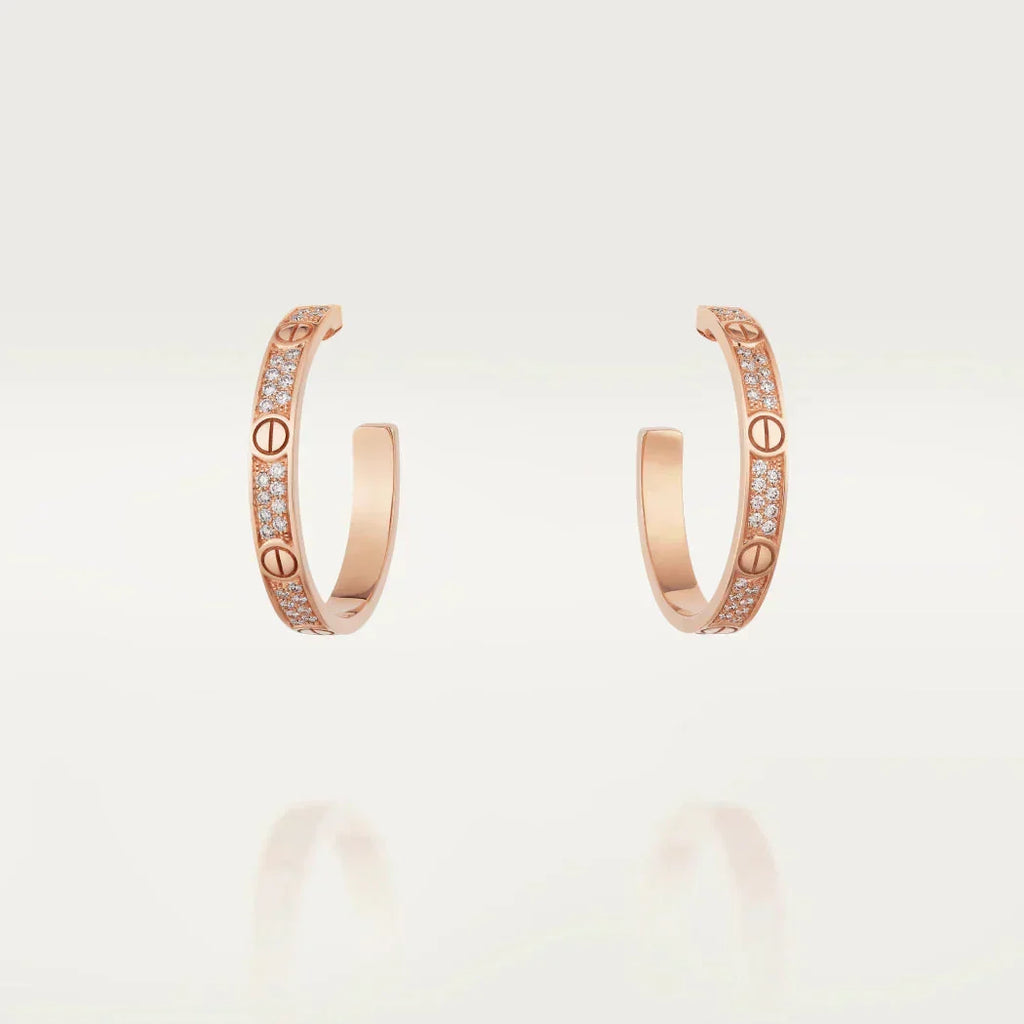 ??MIRA?¡¥LOVE DIAMOND PINK GOLD HOOP EARRINGS