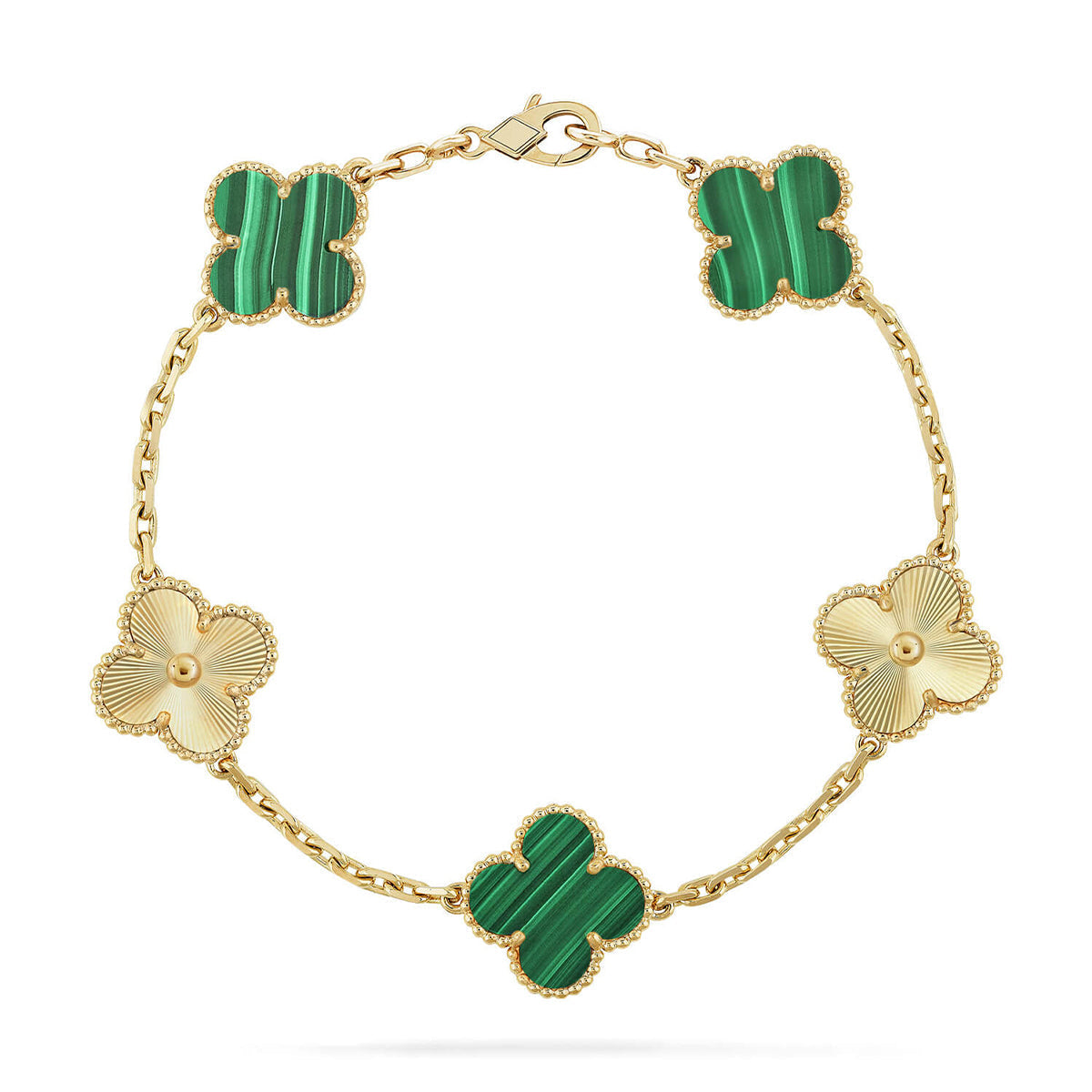 [MIRA]New  CLOVER 5 MOTIF MALACHITE BRACELET COLLECTION