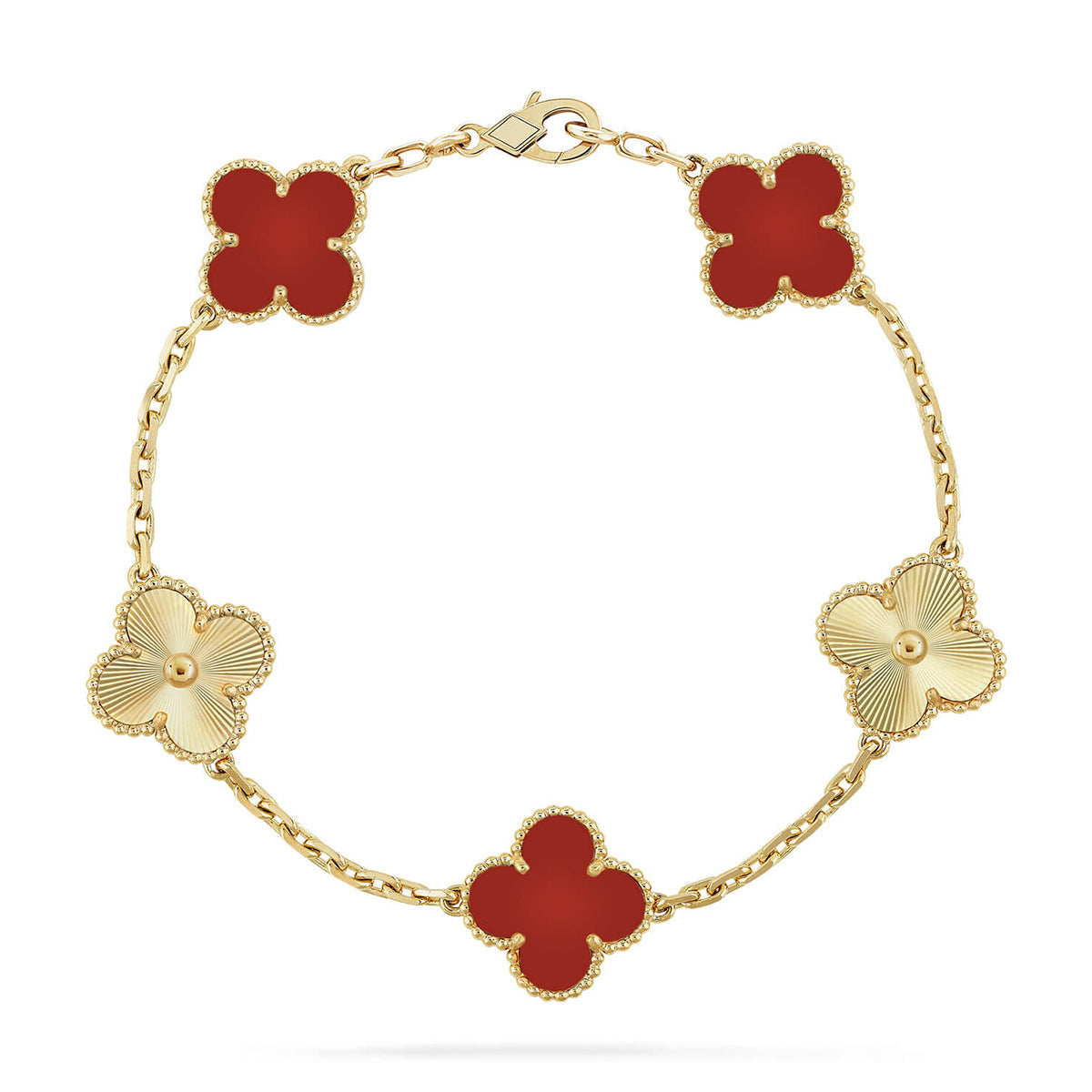 [MIRA]New  CLOVER 5 MOTIF RED CORNELIAN BRACELET COLLECTION