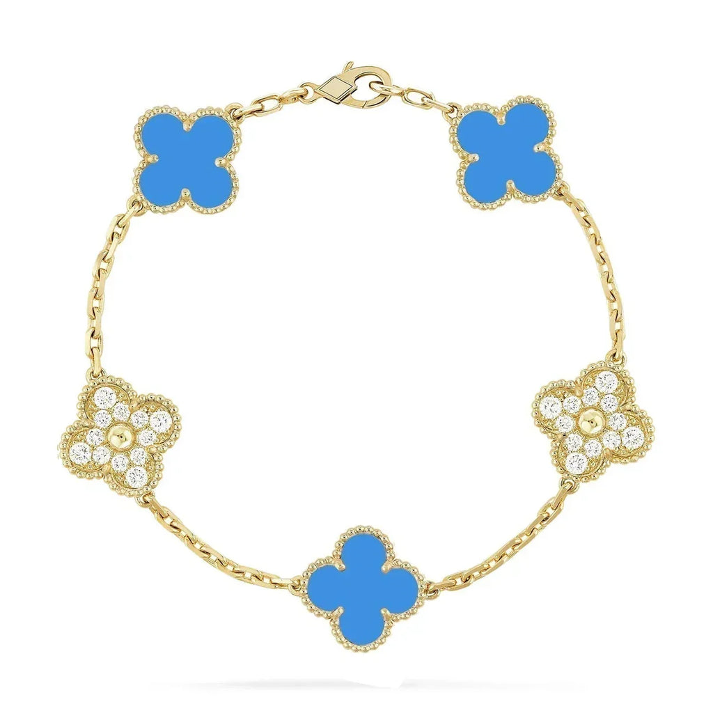 [MIRA]New CLOVER 5 MOTIF BLUE AGATE BRACELET COLLECTION