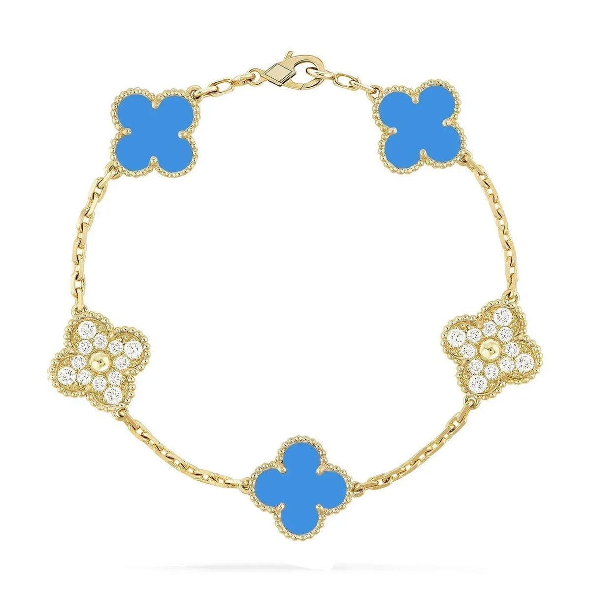 [MIRA]New CLOVER 5 MOTIF BLUE AGATE BRACELET COLLECTION