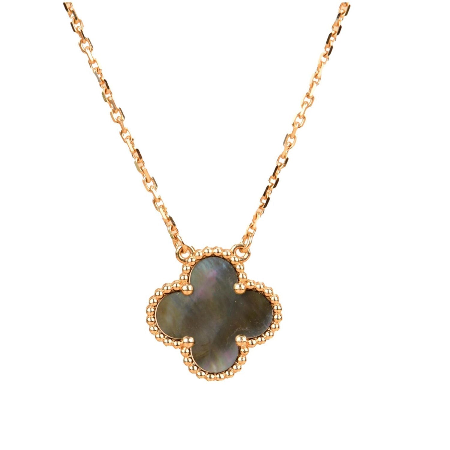 ??MIRA?¡¥CLOVER 15MM  GRAY MOTHER OF PEARL NECKLACE