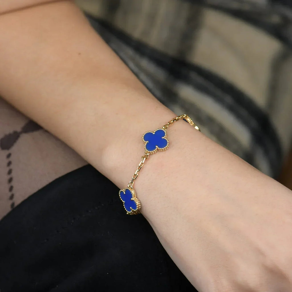 [MIRA]New CLOVER 5 MOTIF BLUE AGATE BRACELET COLLECTION