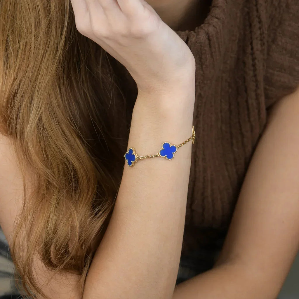 [MIRA]New CLOVER 5 MOTIF BLUE AGATE BRACELET COLLECTION