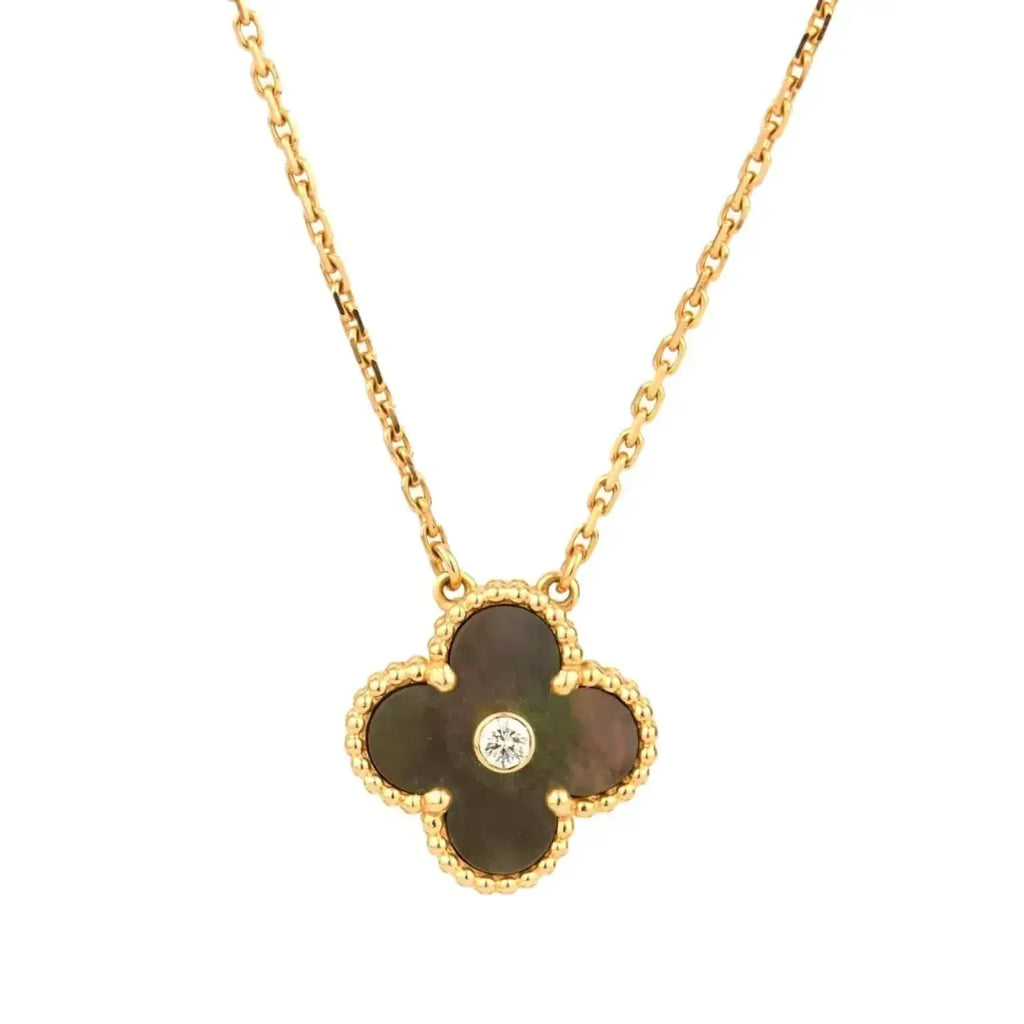 ??MIRA?¡¥CLOVER 15MM DIAMOND AND MOTHER-OF-GREY NECKLACE
