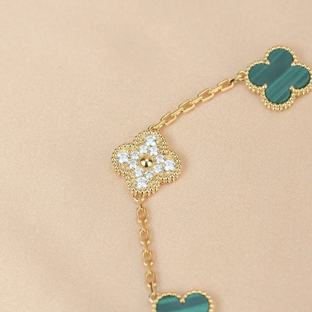 [MIRA]New  CLOVER 5 MOTIF MALACHITE BRACELET COLLECTION