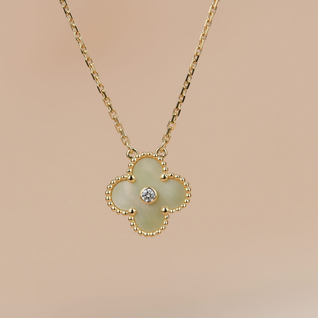 ??MIRA?¡¥CLOVER 15MM DIAMOND GOLD MOTHER OF PEARL NECKLACE