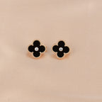 ??MIRA?¡¥CLOVER MEDIUM 1 MOTIFS ONYX DIAMOND EARRINGS