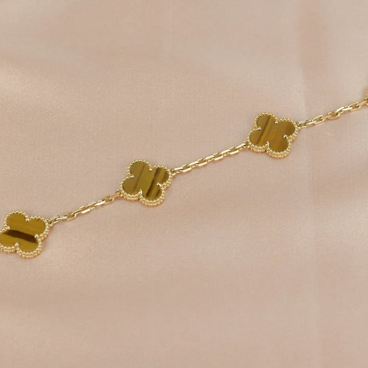[MIRA]New  CLOVER 5 MOTIFS TIGER EYE BRACELET COLLECTION