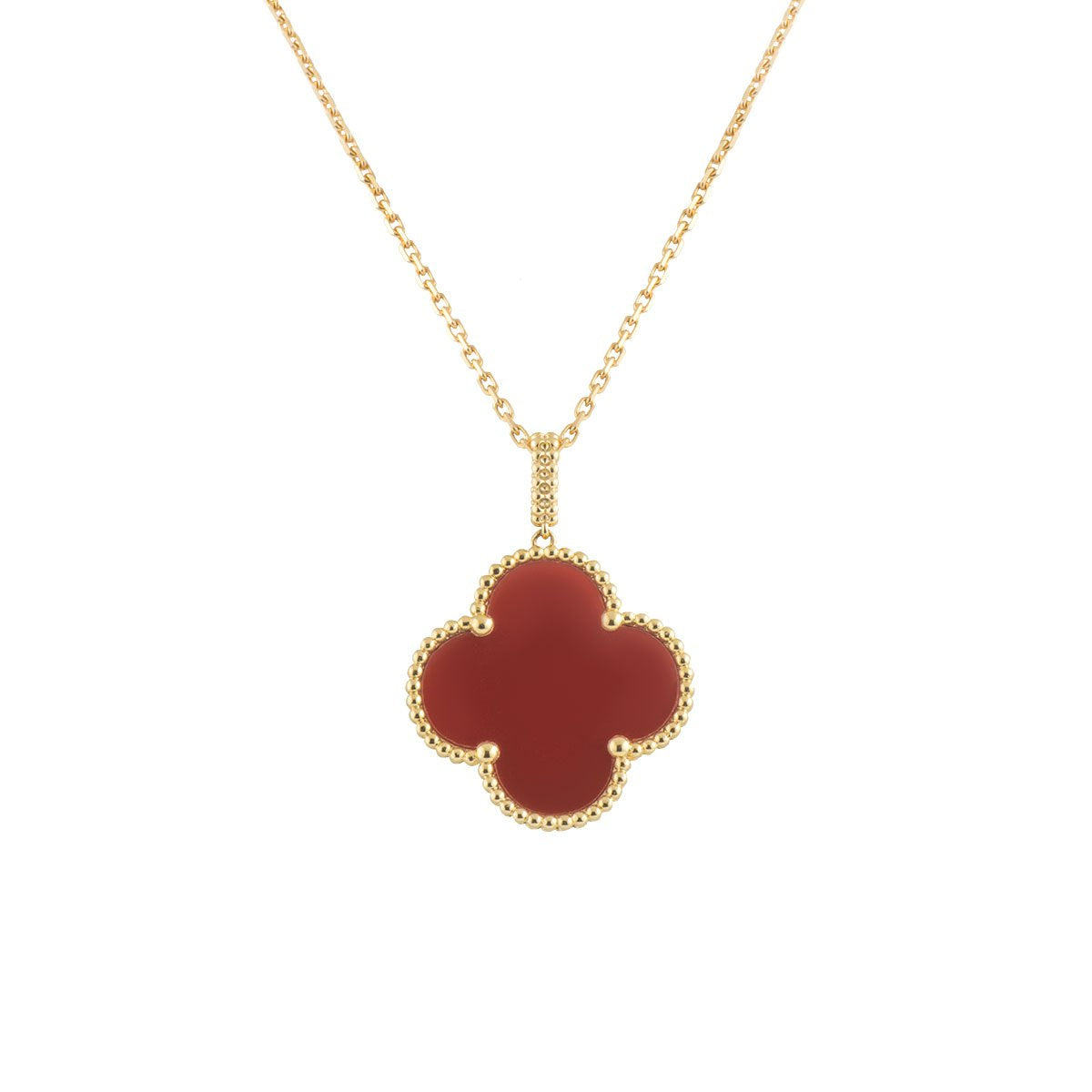 ??MIRA?¡¥CLOVER 25MM NECKLACE GOLD CARNELIAN