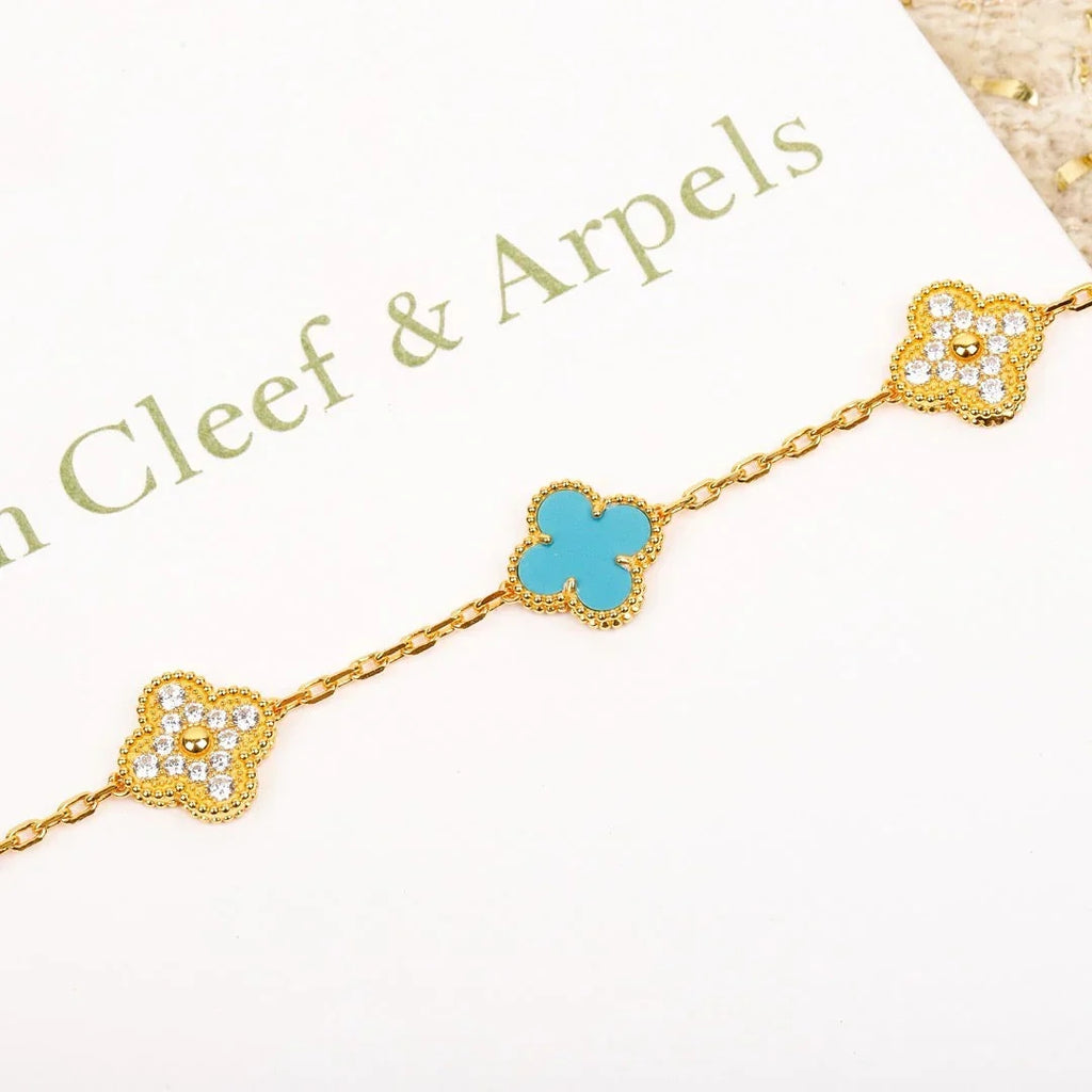 [MIRA]New  CLOVER 5 MOTIF TURQUOISE BRACELET COLLECTION