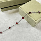 [??MIRA?¡¥]CLOVER 6 MOTIF RED AGATE BRACELET