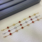 [??MIRA?¡¥]CLOVER 6 MOTIF RED AGATE LASER BRACELET