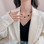 ??MIRA?¡¥CLOVER 10 MOTIFS ONYX NECKLACE