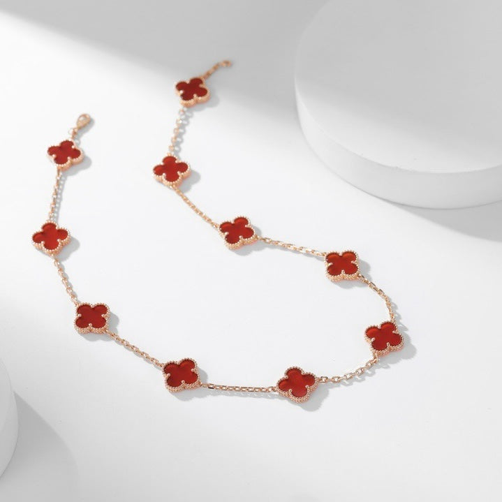 ??MIRA?¡¥CLOVER 10 MOTIFS CARNELIAN NECKLACE