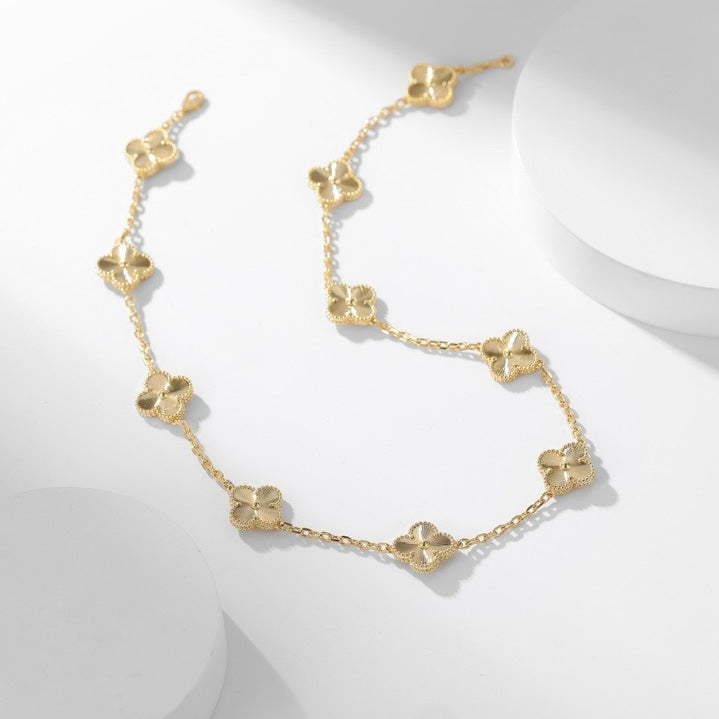 ??MIRA?¡¥CLOVER 10 MOTIFS LASER NECKLACE