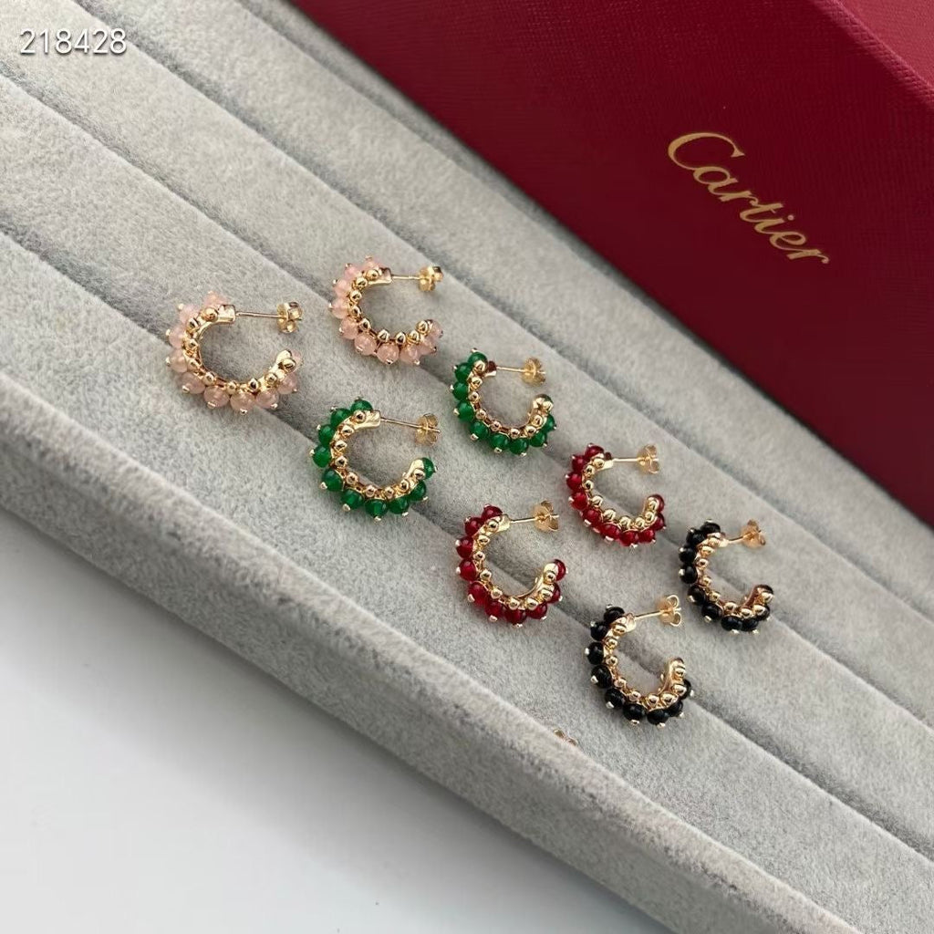 [MIRA] NEW COLORED GEMSTONE COLLECTION SMALL HOOP EARRINGS