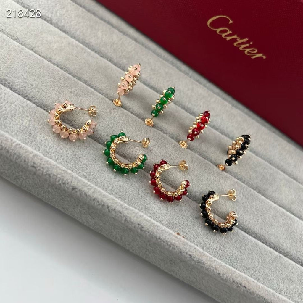 [MIRA] NEW COLORED GEMSTONE COLLECTION SMALL HOOP EARRINGS