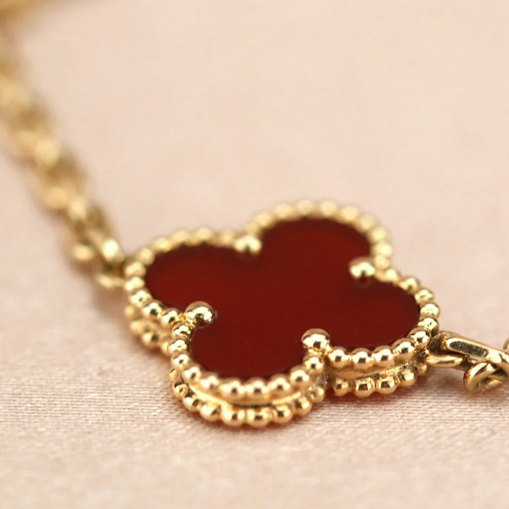 [MIRA]New  CLOVER 5 MOTIF RED CORNELIAN BRACELET COLLECTION