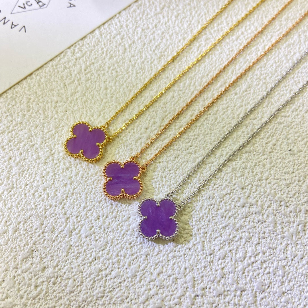 ??MIRA?¡¥CLOVER 15MM  PURPLE VIOLET NECKLACE