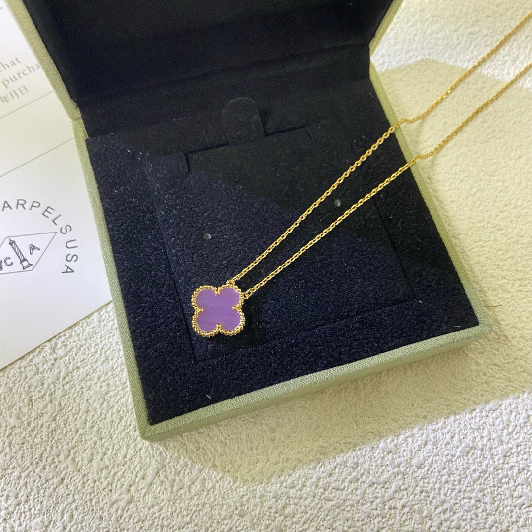 ??MIRA?¡¥CLOVER 15MM  PURPLE VIOLET NECKLACE