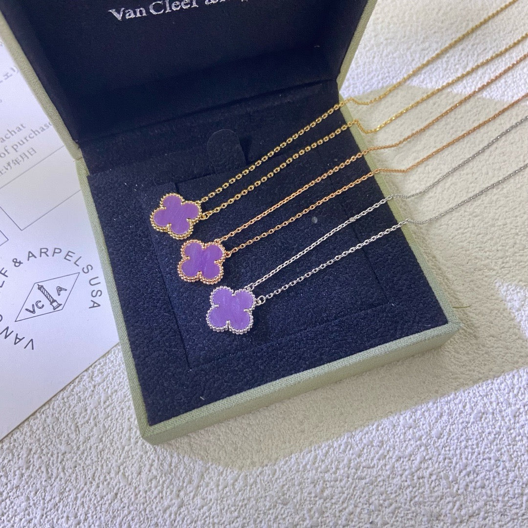 ??MIRA?¡¥CLOVER 15MM  PURPLE VIOLET NECKLACE