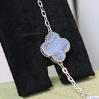 [MIRA]New  CLOVER 5 MOTIF PURPLE CHALCEDONY BRACELET COLLECTION