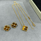 ??MIRA?¡¥CLOVER 15MM DIAMOND AND YELLOW TIGER'S EYE AGATE necklace