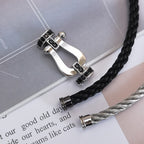 ??MIRA?¡¥FORCE LARGE HORSESHOE BLACK DIAMOND BRACELET SILVER