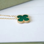 ??MIRA?¡¥CLOVER 15MM MALACHITE SINGLE FLOWER  NECKLACE