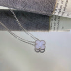 ??MIRA?¡¥CLOVER 15MM BLUE CHALCEDONY NECKLACE SILVER