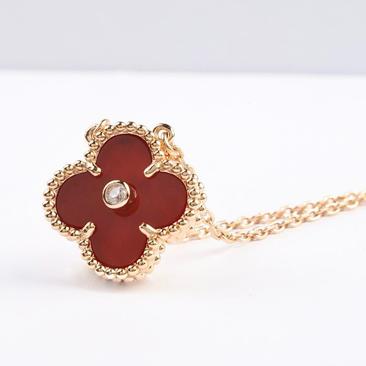 ??MIRA?¡¥CLOVER 15MM DIAMOND CARNELIAN NECKLACE