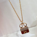 ??MIRA?¡¥CONSTANCE RED PEDANT PINK GOLD NECKLACE